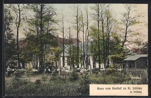 AK Kleinschirma b. Freiberg, Gasthof mit Garten