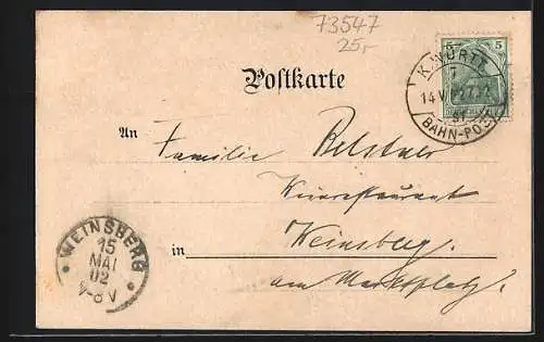 Lithographie Lorch / R., Gasthof zum Hirsch, Kloster, Schillerhaus, Ortsansicht