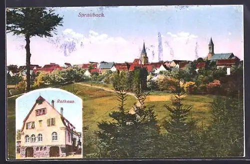 AK Spraitbach, Rathaus, Ortsansicht