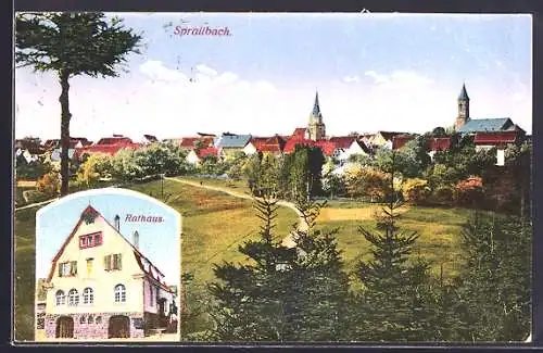 AK Spraitbach, Rathaus, Ortsansicht