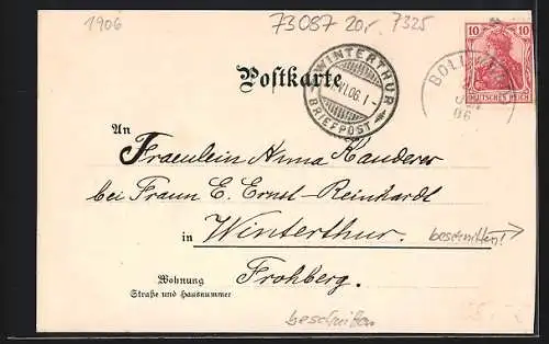 Lithographie Bad Boll /Württemberg, Hotel und Ortspartie