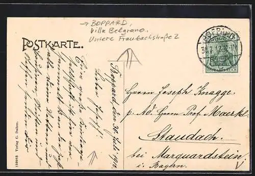 Foto-AK Boppard, Villa Belgrano, Untere Fraubachstrasse 2