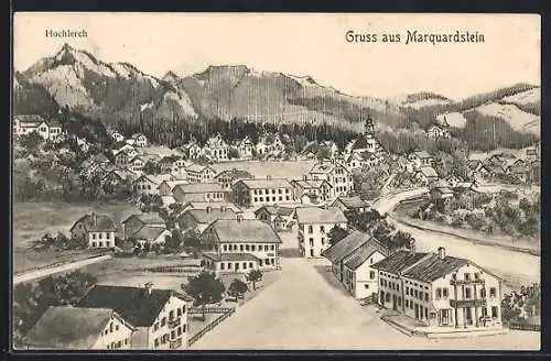 Künstler-AK sign. Hans Pernat: Marquartstein, Ortsansicht mit Hochlerch