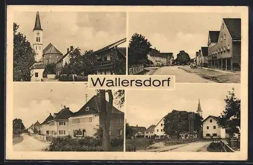 AK Wallersdorf / Ndb., Strassenpartien mit Kirche