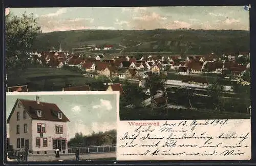 AK Wannweil, Ortsansicht aus der Vogelschau
