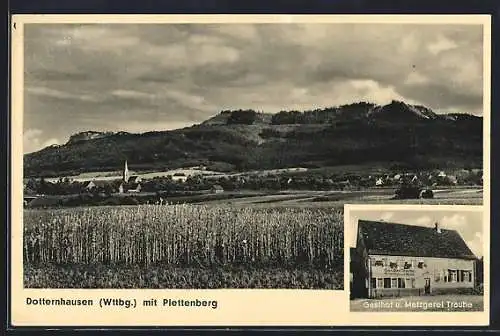 AK Dotternhausen /Wttbg., Gasthof u. Metzgerei Traube, Ortsansicht mit Plettenberg