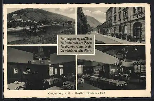 AK Klingenberg a. M., Gasthof Goldenes Fass, Innenansichten