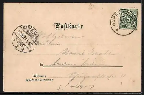 Lithographie Hohenheim, Bahnhof, Gartenbauschule, Wohnungen der Studierenden, Garbe