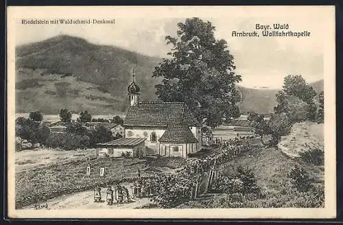 Künstler-AK Arnbruck / Bayr. Wald, Prozession vor der Wallfahrtskapelle