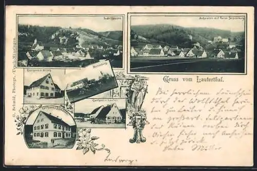 AK Indelhausen, Ortsansicht, Gasthaus zum Hirsch, Gasthaus zum Schwanen, Gasthaus z. Lauter