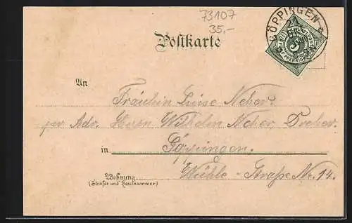 Lithographie Eschenbach / Göppingen, Gasthaus zur Krone v. H. Horn, Fuchseck, Totalansicht