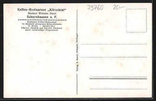 AK Scharnhausen a. F., Café-Restaurant Körschtal v. W. Durst