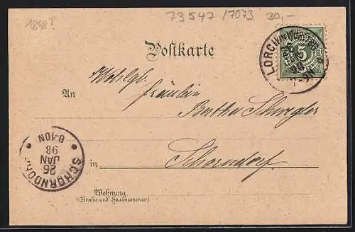 Lithographie Lorch / Württbg., Gasthaus z. Adler, Schelmenklinge mit Wasserfall