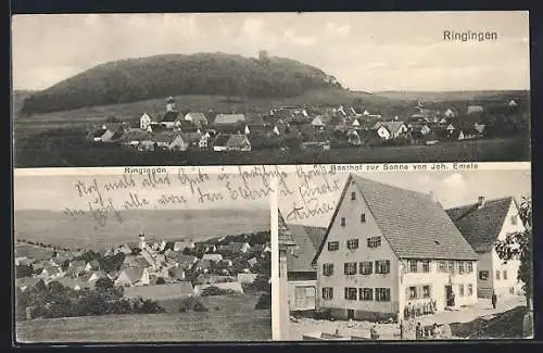 AK Ringingen / Hechingen, Gasthof zur Sonne, Ortspartie, Teilansicht