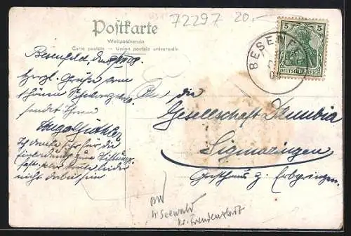 Lithographie Besenfeld, Kaufmann Kappler Aussteuer & gemischtes Warengeschäft, Totalansicht, Jäger