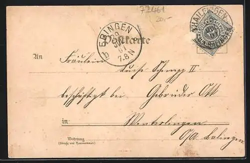 Lithographie Thailfingen / Balingen, Bahnhof, Gasthaus zum Rössle in der Hauptstrasse, Villa Conzelmann, Schulhaus
