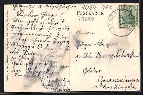 AK Hebsack i. Remstal, Gemischtwarengeschäft v. Adolf Doll, Hauptstrasse, Totalansicht