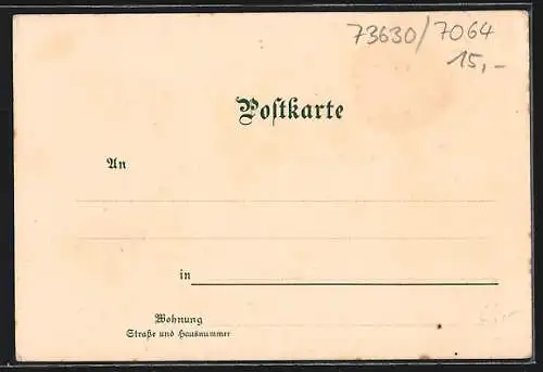 Lithographie Grunbach im Remsthal, Gasthof zum Hirsch v. Albert Wachter, Totalansicht