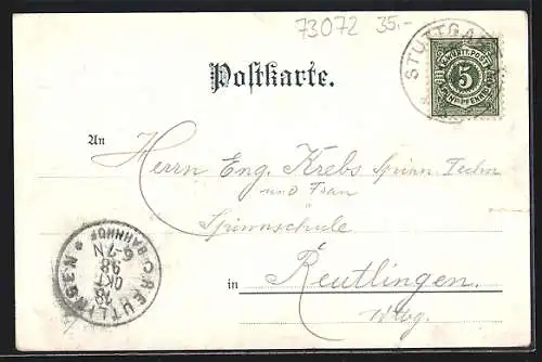 Lithographie Donzdorf, Gasthof zur Krone, Marktplatz, Schloss