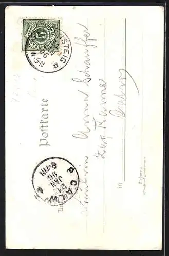 Lithographie Altensteig, Panoramablick auf das Dorf