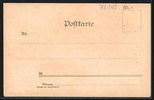 Lithographie Wolfenhausen / Taunus, Neue Schule, Handlung v. Ludwig Raab, Kirche, Pfarrhaus