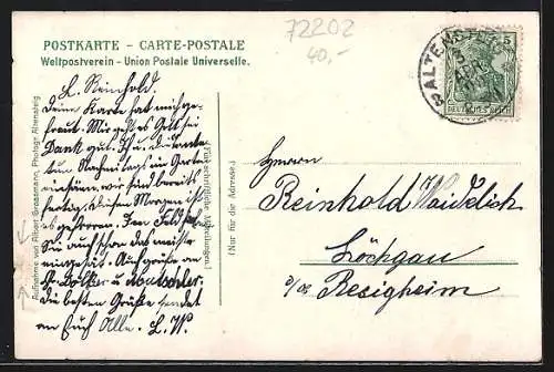 Lithographie Hochdorf / Horb, Gasthaus zur Traube, Totalansicht