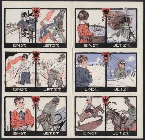 Künstler-AK Einst und Jetzt, Reklame für Ansichtskarten