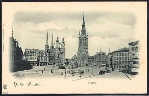 AK Ganzsache PP19F47: Halle /Saale, Markt mit St. Marien und rotem Turm