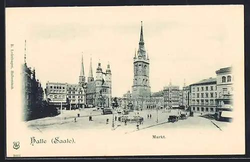 AK Ganzsache PP19F47: Halle /Saale, Markt mit Kirche und rotem Turm