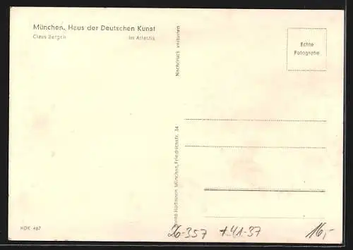 Künstler-AK Claus Bergen, Haus der Deutschen Kunst Nr. 467: U-Boot im Atlantik bei schwerer See