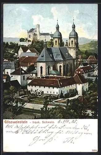 AK Gössweinstein / Fränk. Schweiz, Teilansicht mit Kirche