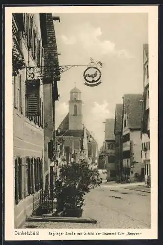 AK Dinkelsbühl, Segringer Strasse mit Schild der Brauerei Zum Koppen