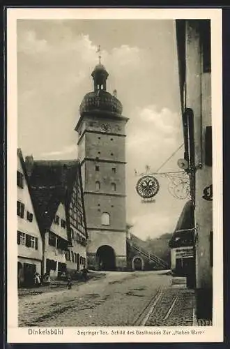 AK Dinkelsbühl, Segringer Tor, Schild des Gasthauses zur Hohen Wart