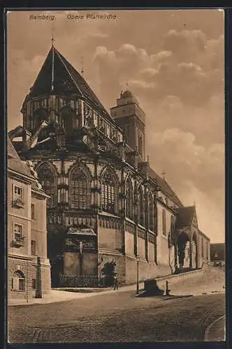 AK Bamberg, Strassenpartie an der oberen Pfarrkirche
