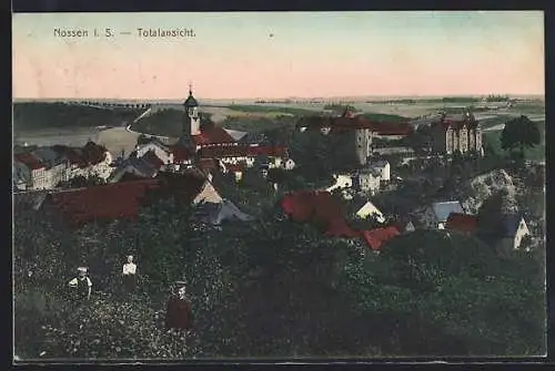 AK Nossen i. S., Ortsansicht aus der Vogelschau