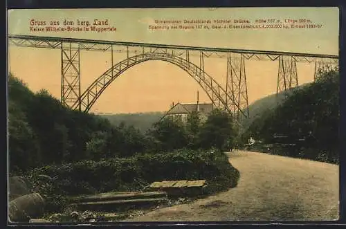 AK Wuppertal /Berg. Land, Blick auf die Kaiser-Wilhelm-Brücke