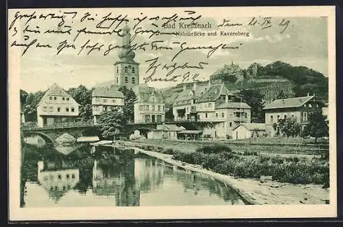 AK Bad Kreuznach, Nahebrücke und Kauzenberg