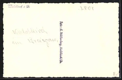 AK Waldkirch i. B., Strassenpartie mit Wohnhäusern