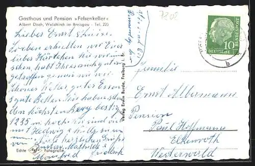 AK Waldkirch im Breisgau, Gasthaus und Pension Felsenkeller, Inh. Albert Disch