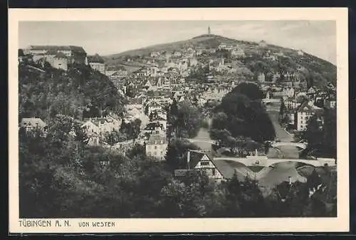 AK Tübingen a. N., Ortsansicht von Westen