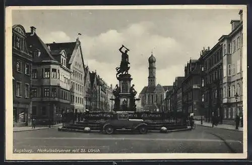 AK Augsburg, Herkukelsbrunnen mit St. Ulrichkirche