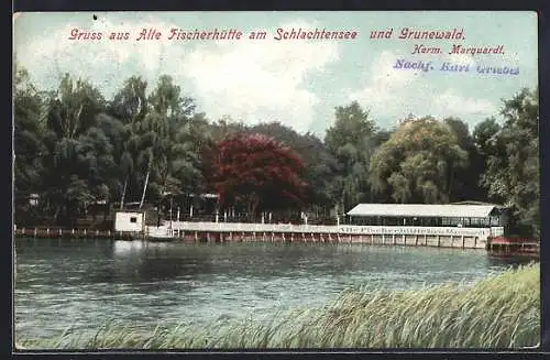 AK Berlin-Zehlendorf, Alte Fischerhütte am Schlachtensee