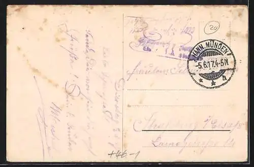 AK Cassel, Königsplatz von oben mit Strassenbahnen