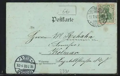 Mondschein-AK Eckernförde, Ortsansicht mit Flusspartie