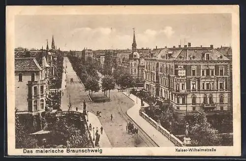 AK Braunschweig, Kaiser-Wilhelmstrasse aus der Vogelschau