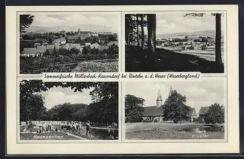 AK Möllenbeck-Hessendorf, Ortsansicht mit Kloster und Badebecken