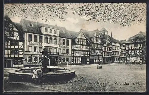 AK Allendorf a. W., Am Markt, Geschäft von Alfred Kroger