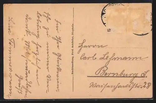 AK Münte /Diepholz, Fachwerkhaus und Statuen