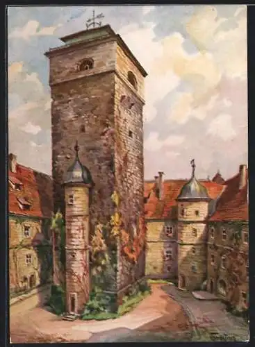 Künstler-AK C. Freytag: Kronach, Festungsturm Rosenberg