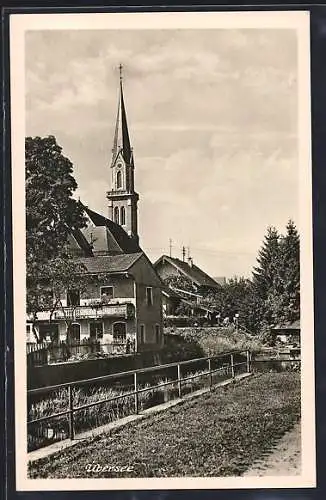 AK Übersee, Blick zur Kirche